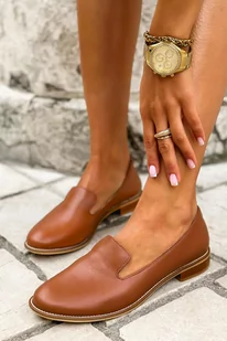 Loafersy Eureka brąz - SAWAY - Mokasyny damskie - miniaturka - grafika 1