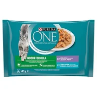 Mokra karma dla kotów - Purina karma dla kotów ONE Indoor mini filety z tuńczykiem z zieloną fasolą i cielęciną z marchewką w sosie 12x 4x85 g - miniaturka - grafika 1