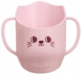AKUKU KUBEK Z UCHWYTAMI DO NAUKI SAMODZIELNEGO PICIA POCHYŁY 150ml RÓŻOWY - Kubki dla dzieci - miniaturka - grafika 1