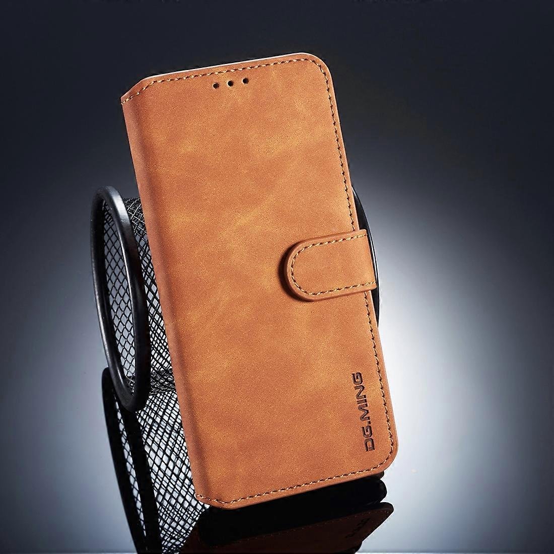 DG. Poziome etui z klapką MING Retro Oil Side do Huawei Mate 20 Pro, z uchwytem i miejscami na karty oraz portfelem Brown