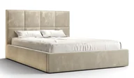 Łóżka - Beżowe welurowe łóżko z pikowanym zagłówkiem - Noverra - miniaturka - grafika 1