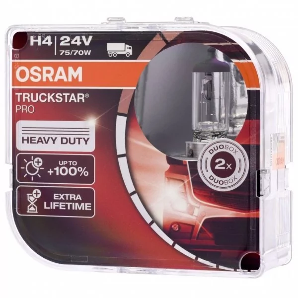 Osram Żarówki halogenowe Osram Truckstar Pro H4 24V 75/70W 100% więcej światła długa trwałość i bardzo wysoka odporność na wibracje) B31-3432