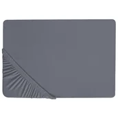 Prześcieradła - Bawełniane prześcieradło z gumką 140 x 200 cm ciemnoszare JANBU - miniaturka - grafika 1