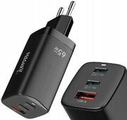 Ładowarki do telefonów - Feegar Ładowarka sieciowa Gall GaN 65W USB-A, USB-C, czarna - miniaturka - grafika 1