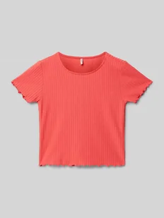 T-shirt o kroju regular fit z wykończeniem z falbanami model ‘NELLA’ - Koszulki dla dziewczynek - miniaturka - grafika 1
