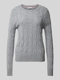 Sweter z dzianiny z prążkowanymi wykończeniami - Swetry damskie - miniaturka - grafika 1