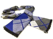 Apaszki i szaliki męskie - Szaro-niebieski szalik męski w kratę R31 - miniaturka - grafika 1