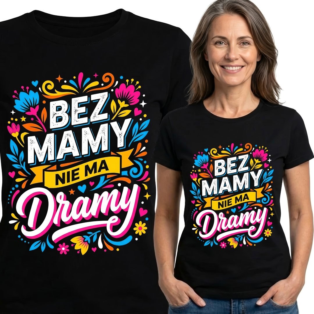 KOSZULKA DLA MAMY ŚMIESZNA Z NADRUKIEM NAPISEM CZARNA IMIENIEM OD DZIECI
