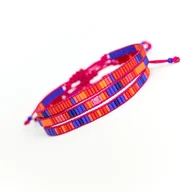 Bransoletki - Pomarańczowy i czerwony - bransoletka z koralików - zestaw - miniaturka - grafika 1