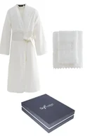 Szlafroki damskie - Damski szlafrok DEMET + ręczniki + pudełko M Śmietankowy - miniaturka - grafika 1