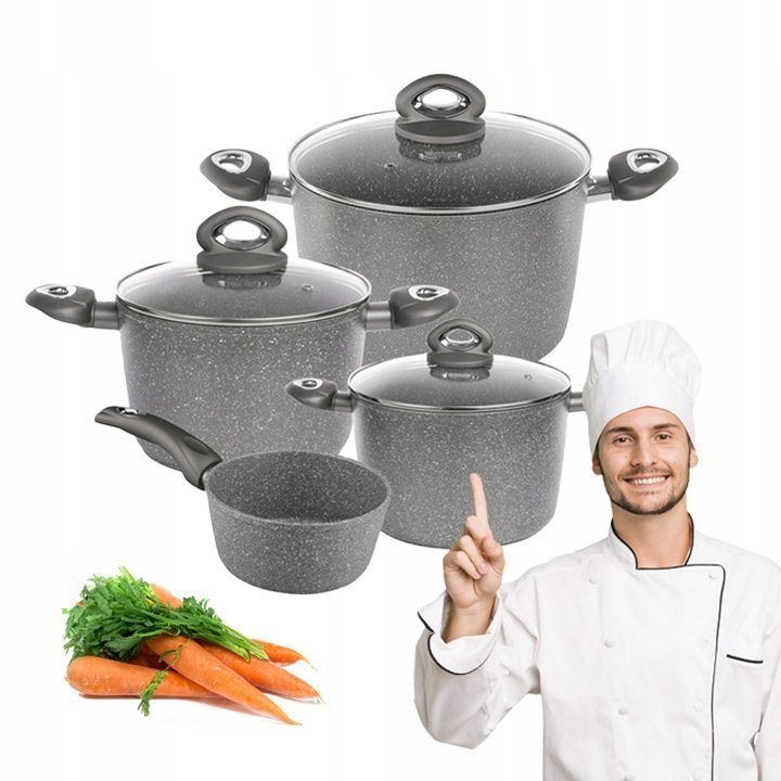 Zestaw garnków i rondel trwała powłoka Valdinox Rock 9 el. indukcja i gaz