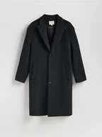 Płaszcze damskie - Reserved - Wełniany płaszcz - czarny - miniaturka - grafika 1