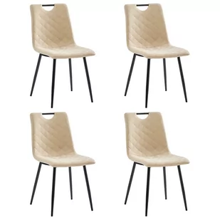 vidaXL Krzesła jadalniane, 4 szt., sztuczna skóra, kremowe - Krzesła - miniaturka - grafika 1