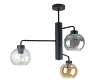 Lampy sufitowe - Żyrandol na drążku FLEX 3xE27/60W/230V czarny/dym czarny/dym beżowy/przezroczysty - miniaturka - grafika 1