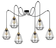 Lampy sufitowe - Candellux Primo P lampa wisząca 6-punktowa czarna/złota 36-00316 - miniaturka - grafika 1