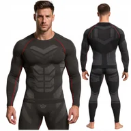 Spodnie narciarskie - BIELIZNA TERMOAKTYWNA KOMPLET MĘSKA ODZIEŻ TERMICZNA BLUZA SPODNIE SZARY XL - miniaturka - grafika 1