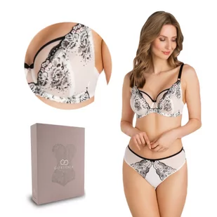 Biustonosz miękki na drutach K840 Gorsenia BLACK-WHITE czarny biały  70H - Biustonosze - miniaturka - grafika 1