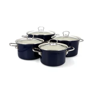 GARNKI emaliowane ECO-CERAMIC OLKUSZ pokrywa ZESTAW GARNKÓW indukcja 8 EL - Zestawy garnków i patelni - miniaturka - grafika 1