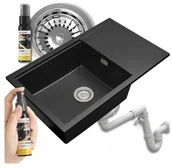 Zlewozmywaki - Granitan Zlewozmywak Jednokomorowy Ociekaczem granitowy czarny - miniaturka - grafika 1