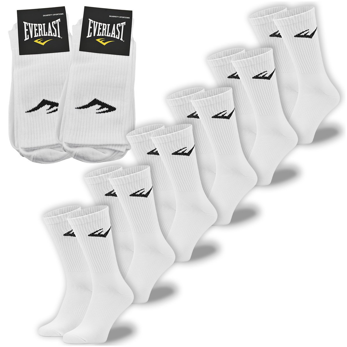 EVERLAST Skarpety Męskie 6 par Sportowe Długie Białe Rozmiar 43-46
