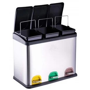 Kosz na śmieci z pedałem DIRT DEVIL E9508 trzy komory, stal nierdzewna 45L Stalowy - Kosze na śmieci - miniaturka - grafika 1