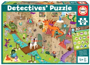 Educa 18895 Castillo Infantil de piezas. Móntalo y busca los objetos escondidos. Detectives Burg. Puzzle dla dzieci z 50 części. Ustaw je razem i znajdź ukryte przedmioty, kolorowe 18895 - Puzzle - miniaturka - grafika 1