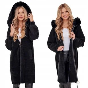 DŁUGA CIEPŁA ALPAKA Z BARANKIEM PŁASZCZ Z WEŁNĄ CIEPŁY ALPAKI Z KAPTUREM - Płaszcze damskie - miniaturka - grafika 1