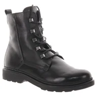 Botki damskie - Marco Tozzi Czarne Skórzane Botki Na Jesień 39 - miniaturka - grafika 1