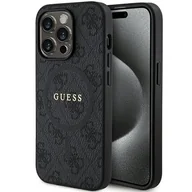 Etui i futerały do telefonów - Etui Guess GUHMP15LG4GFRK Apple iPhone 15 Pro hardcase 4G Collection Leather Metal Logo MagSafe czarny/black - miniaturka - grafika 1