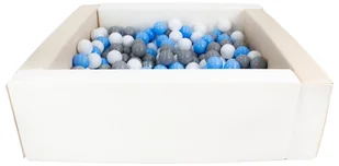 Kwadratowy suchy basen z ekoskóry z 300 piłeczkami (biały, cappuccino/biały, jasnoniebieski, szary) - Suche baseny - miniaturka - grafika 1