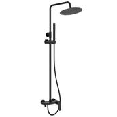 Zestawy prysznicowe - Kolumna prysznicowa z baterią czarna Nestos Invena - miniaturka - grafika 1