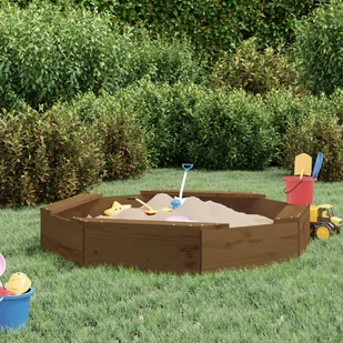 vidaXL Piaskownica z siedziskami, miodowa, ośmiokątna, drewno sosnowe - Place zabaw - miniaturka - grafika 3