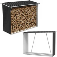 Altany ogrodowe - Drewutnia ze stali ocynkowanej, składzik na drewno Saska Garden 217x83x154 cm szary - miniaturka - grafika 1