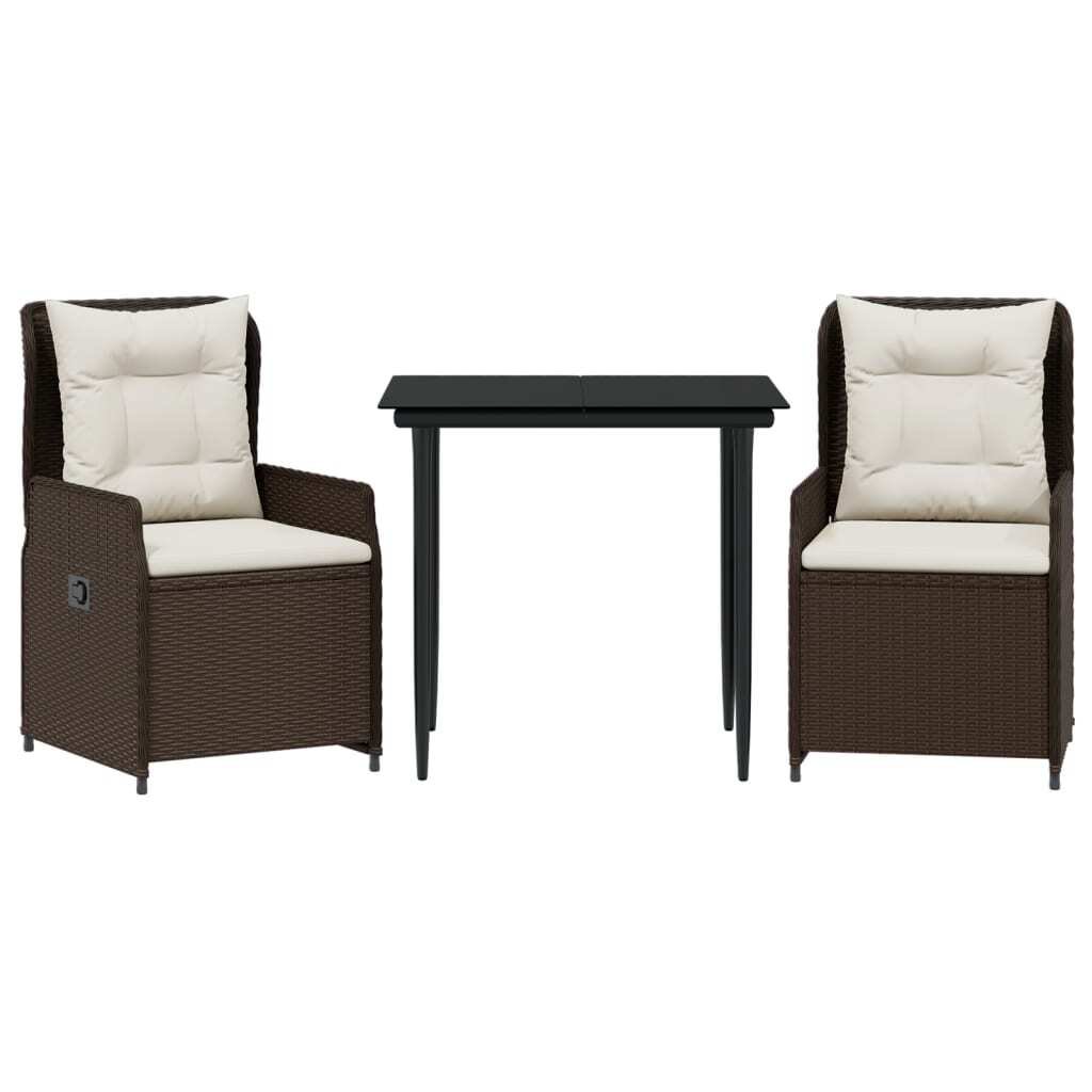 vidaXL 3-częściowy ogrodowy zestaw jadalniany z poduszkami z brązowego polirattanu