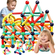 Klocki - KLOCKI MAGNETYCZNE KONSTRUKCYJNE 42 ELEMENTY MEGA DUŻY ZESTAW EDUKACYJNE - miniaturka - grafika 1