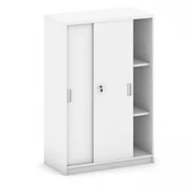 Szafy biurowe - B2B Partner Szafa przesuwna Mirelli A+, 800 x 400 x 1200 mm, biały 437442 - miniaturka - grafika 1