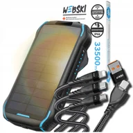 Powerbanki - Powerbank Solarny Wodoodporny Indukcja 2xUSB Mocna Latarka 33500mAh+KABEL - miniaturka - grafika 1