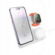 Akcesoria do smartwatchy - HOCO ładowarka indukcyjna 3w1 kompatybilna z MagSafe i APPLE Watch 15W CQ19 srebrna - miniaturka - grafika 1