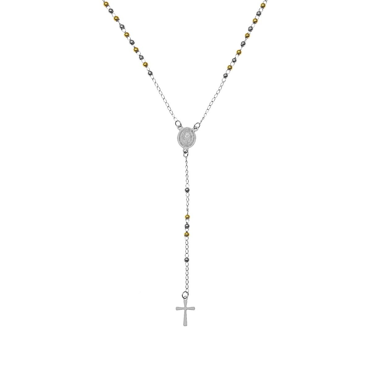 Różaniec - naszyjnik - św. Benedykt - Acciaio
