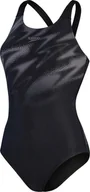 Stroje kąpielowe - Speedo Damski strój kąpielowy Speedo Hyperboom Plmt Msbk Af black / dove grey rozmiar 28 - miniaturka - grafika 1