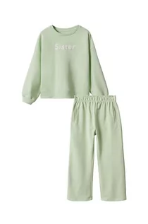 Bluzy damskie - Mango Kids Kids bluza bawełniana dziecięca Sisterpk kolor zielony z nadrukiem - grafika 1
