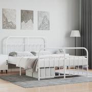 Łóżka - Metalowa rama łóżka z wezgłowiem i zanóżkiem, biała, 140x200 cm Lumarko! - miniaturka - grafika 1