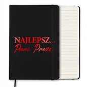 Notesy i bloczki - NOTES CZARNY Z GUMKĄ A5 LINIE NA PREZENT DLA PANI PREZES RED WIELE WZORÓW - miniaturka - grafika 1