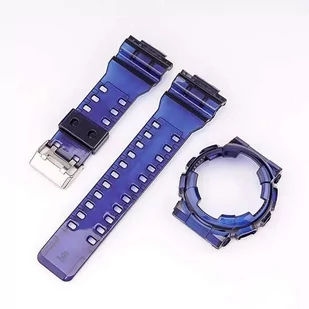 2W1 opaska pasek + etui BEZEL do Casio G-SHOCK GA-100 GA-110 GD-100 G-8900 niebieski transparentny - Akcesoria do smartwatchy - miniaturka - grafika 1