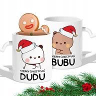 Gadżety dla niej i dla niego - ZESTAW 2 KUBKÓW BIAŁYCH UCHWYT SERCE PREZENT MERRY CHRISTMAS BUBU I DUDU - miniaturka - grafika 1