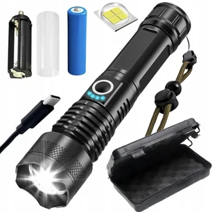 LATARKA TAKTYCZNA SURVIVAL LED ZOOM 5 TRYBÓW MOCNA WOJSKOWA ZESTAW ETUI - Latarki - miniaturka - grafika 1