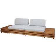 Meble ogrodowe - Zestaw ogrodowy HWC-L28, zestaw wypoczynkowy, fotel wypoczynkowy, sofa, drewno akacjowe MVG ~ tapicerka jasnoszara - miniaturka - grafika 1