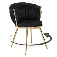 Krzesła - Krzesło obrotowe DC-3027 czarny welur złote nogi - miniaturka - grafika 1