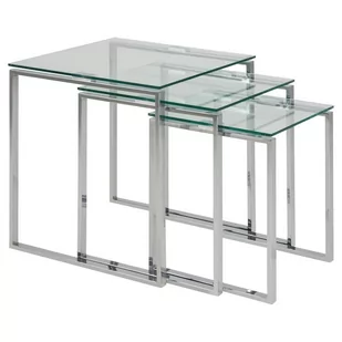 Actona Zestaw 3 Stolików Szklanych 50 Cm Rita Chrom - Ławy i stoliki kawowe - miniaturka - grafika 1