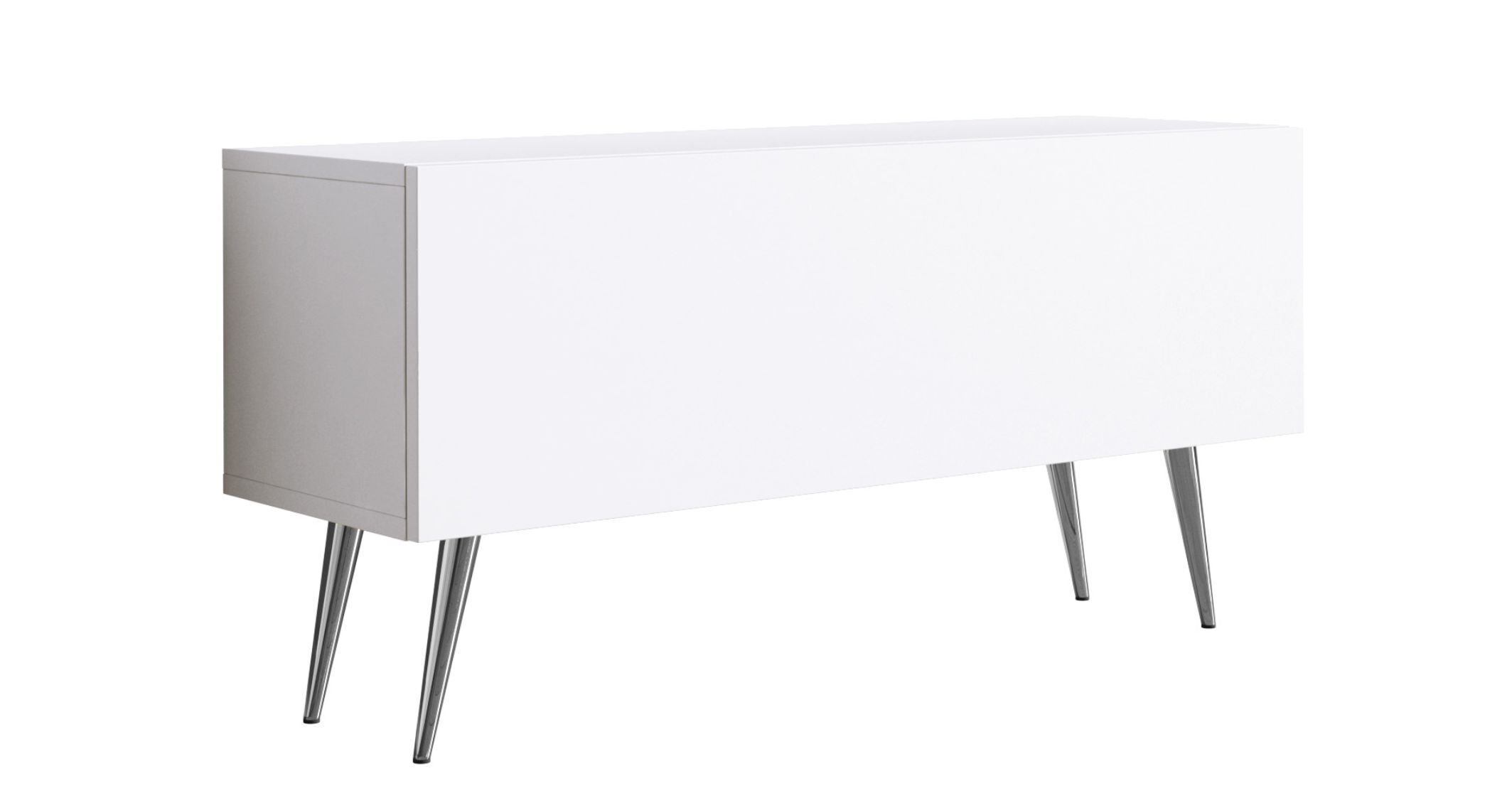 Szafka pod telewizor, biały matowy, chromowane nóżki, A: szer: 100 cm, wys: 52 cm, gł: 32 cm